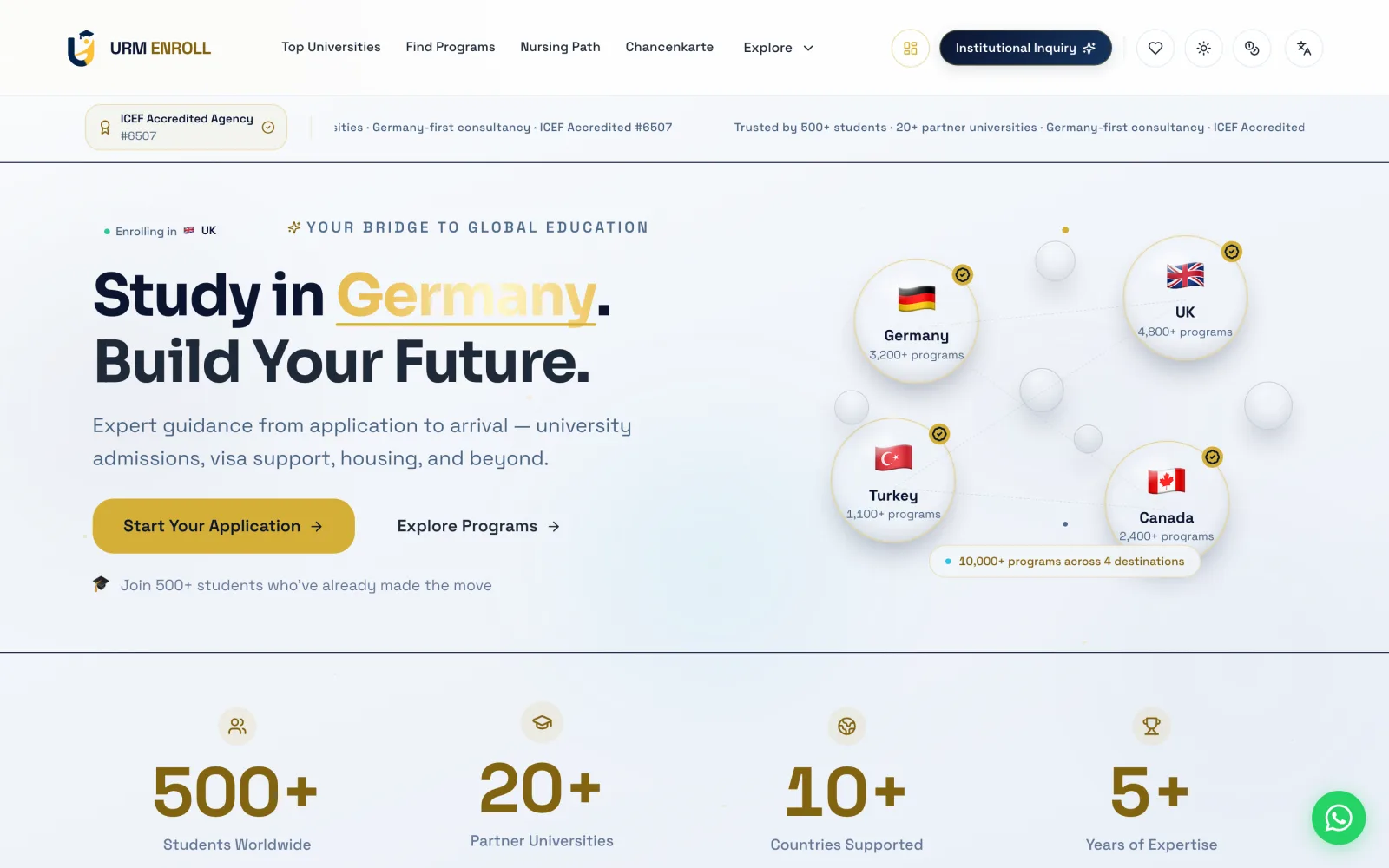 The enrollurm.com homepage on desktop and on a phone