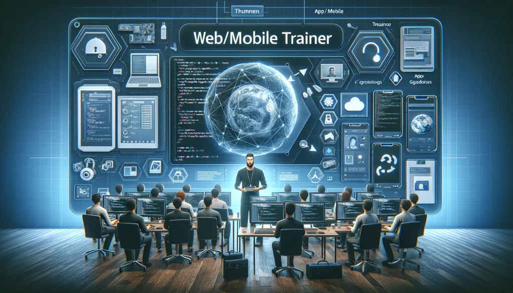 Ubaida Dib conducting hands-on training in web and mobile app development
